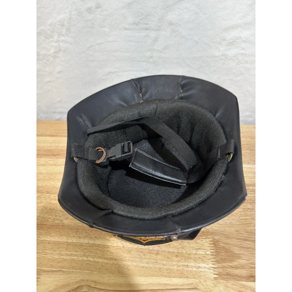Bowl Half Helmet Leather w/‎ Studs Novelty Chopper Harley Davidson Vintage